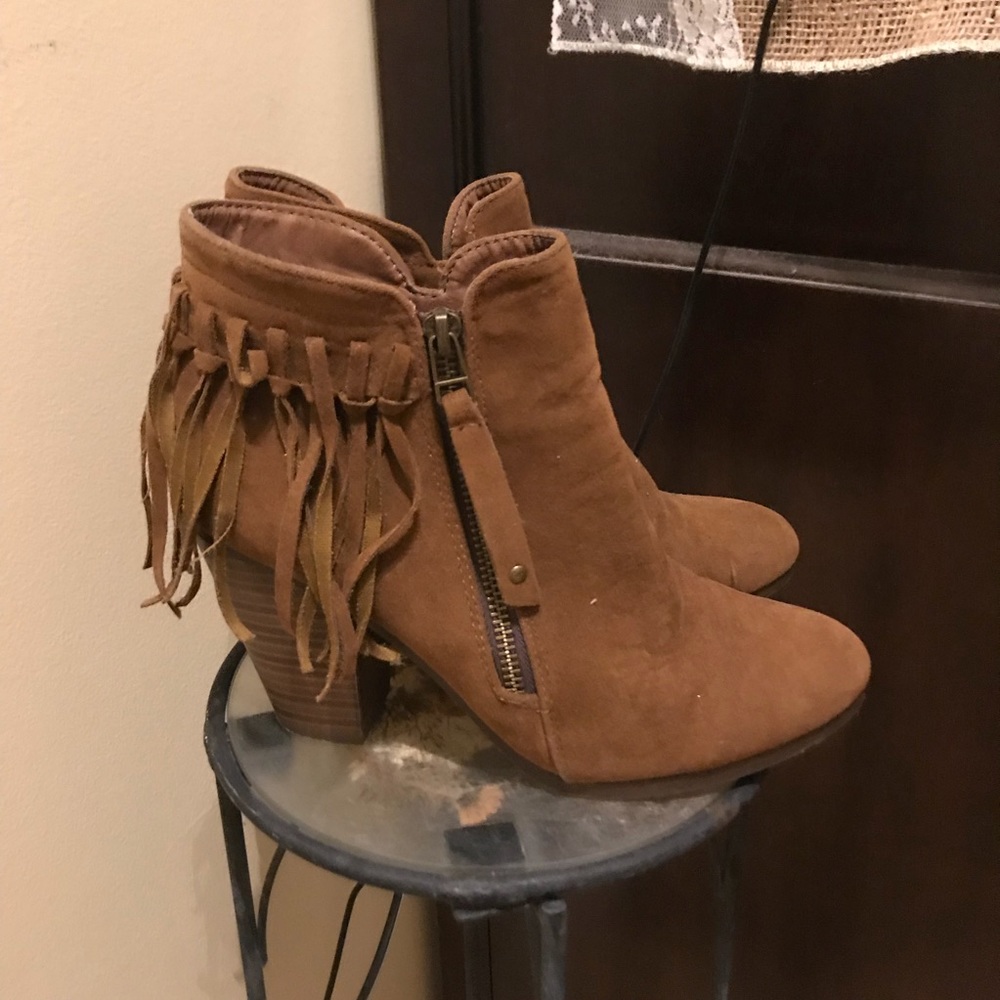 Brown suede fringe boots size 8 m